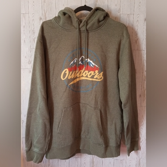 Eddie Bauer Other - Eddie Bauer Olive Green Outdoors Graphic Print Hoodie Men's Size L